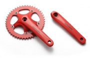 Retrospec Bicycles Fixed-Gear Crank Single-Speed Road Bicycle Forged Crankset, Red, 46T