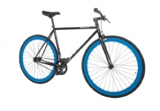Pure Fix Cycles Fixed Gear Single Speed Urban Fixie Road Bike, 50cm/ Small, Bravo Black/ Blue