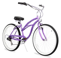 Firmstrong Urban Lady Seven Speed Beach Cruiser Bicycle, Purple, 15.5 inch / Large