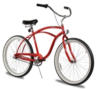 Firmstrong Urban Man Three Speed Beach Cruiser Bicycle, Red, 19 inch / Large