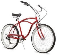 Firmstrong Urban Man Seven Speed Beach Cruiser Bicycle, Red, 19 inch / Large