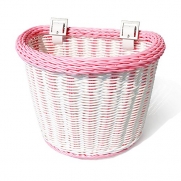 Colorbasket Junior Front Handlebar Bike Basket, White with Pink Trim