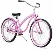 Firmstrong Bella Classic Single Speed Beach Cruiser Bicycle, Pink, 17 inch / Large