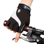 WOLFBIKE Non-Slip Gel Pad Gloves Men's Women's Sportswear Bike Bicycle Cycling Riding Short Half Finger Gloves Breathable Mesh (BLACK, L (8-9cm))
