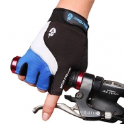 WOLFBIKE Non-Slip Gel Pad Gloves Men's Women's Sportswear Bike Bicycle Cycling Riding Short Half Finger Gloves Breathable Mesh (BLUE, L (8-9cm))