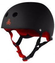 Triple 8 Brainsaver Rubber Helmet with Sweatsaver Liner (Black/Red, X-Small)