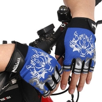 Kids Junior Youth Children's BMX MTB Bike Bicycle Riding Cycling Gloves Half Finger Anti-slip Exercise Gym Palm Weight Lifting Body Building Gloves (Blue)