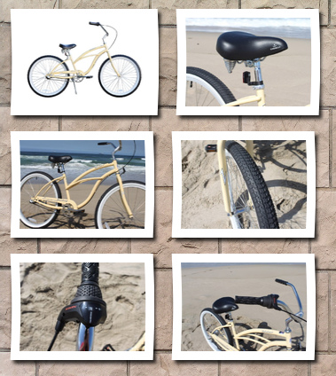 Firmstrong 3 speed, vanilla women's  beach cruiser bike