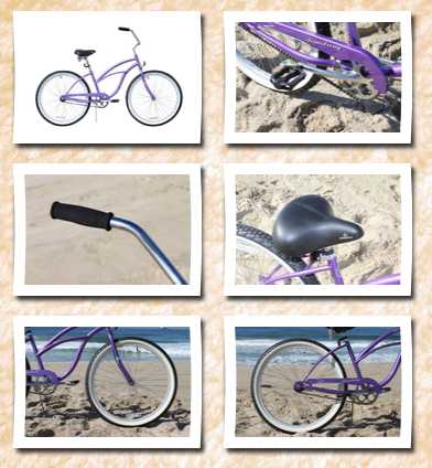Firmstrong women's urban lady 24 beach cruiser bike color: purple